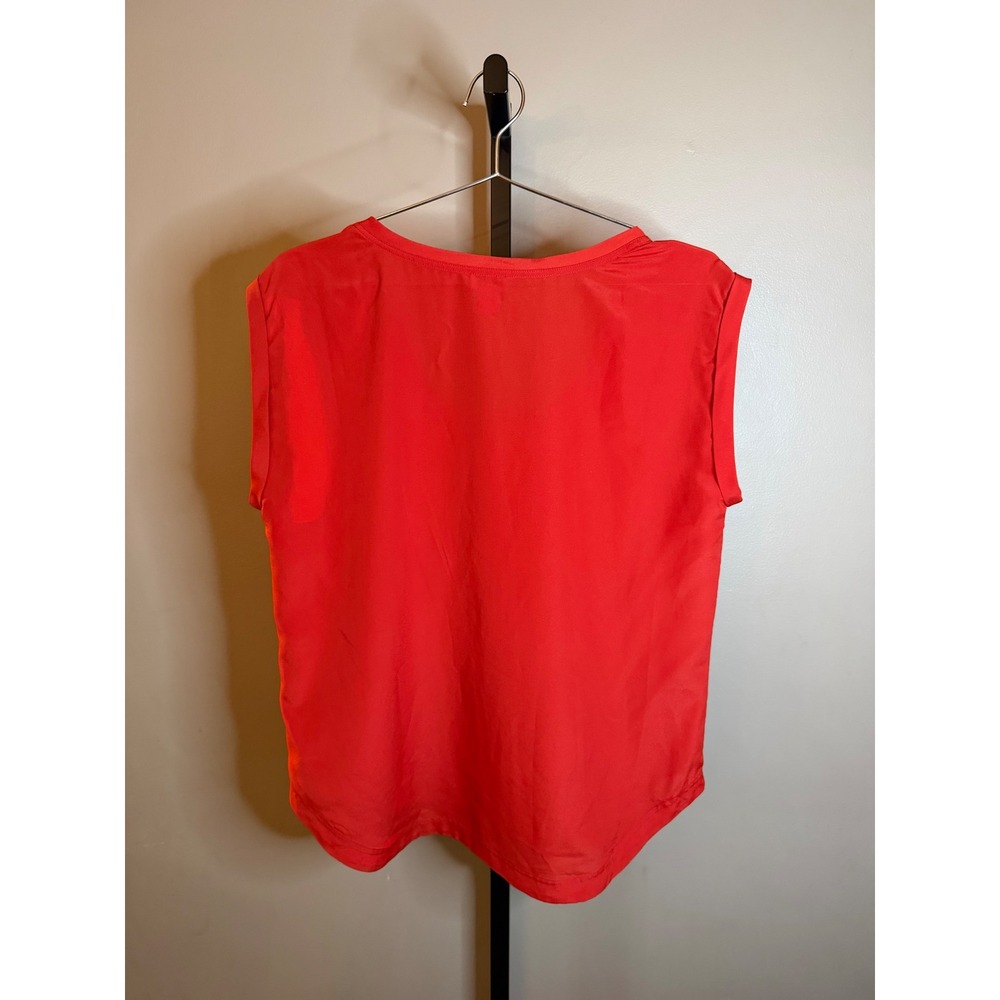 J.Crew Red Scoop Neck Short Sleeve Blouse F1056 Size 12 - Picture 3 of 5